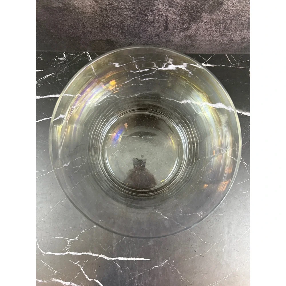 Iridescent Curved Crystal Glass 8in Tall X 7.5in Wide Vase Beautiful!